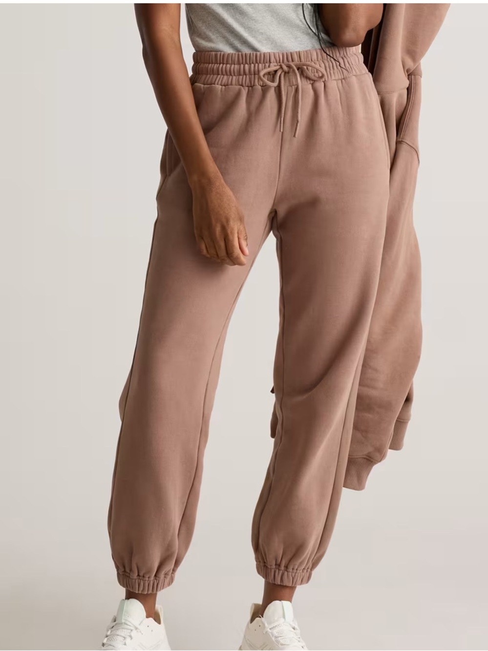 Quince cream brown Drawstring Fleece Joggers